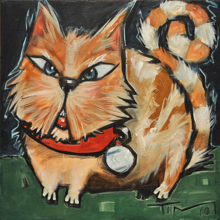 Square Cat Two Painting by Tim Nyberg