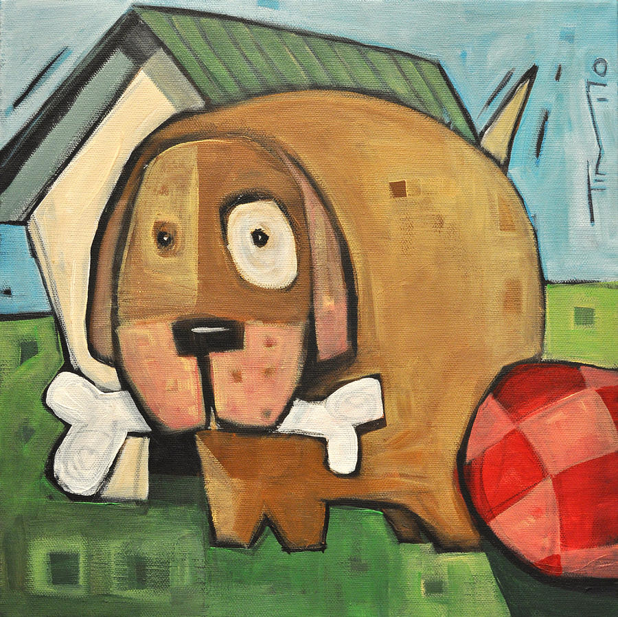 Square Dog Painting by Tim Nyberg