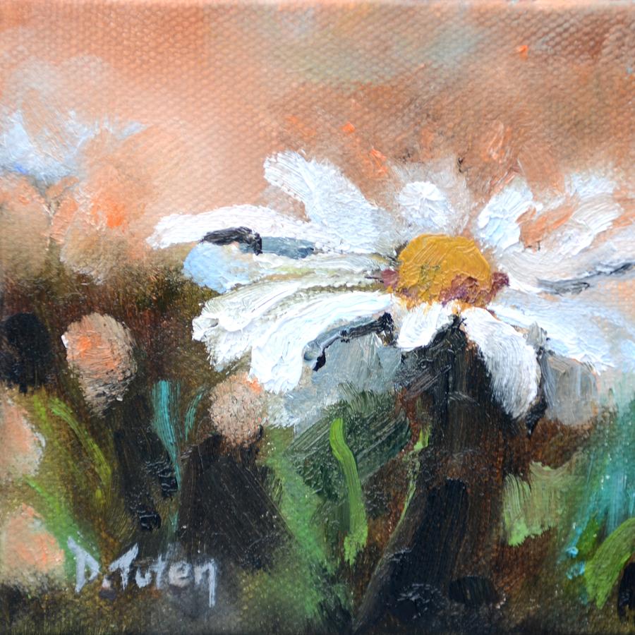 Square Format Daisy Painting Painting by Donna Tuten