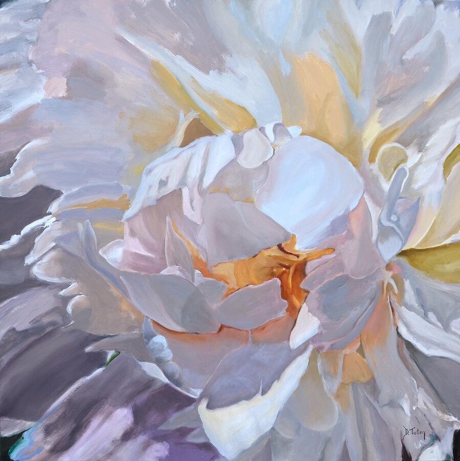 Square Format Peony Painting Painting by Donna Tuten