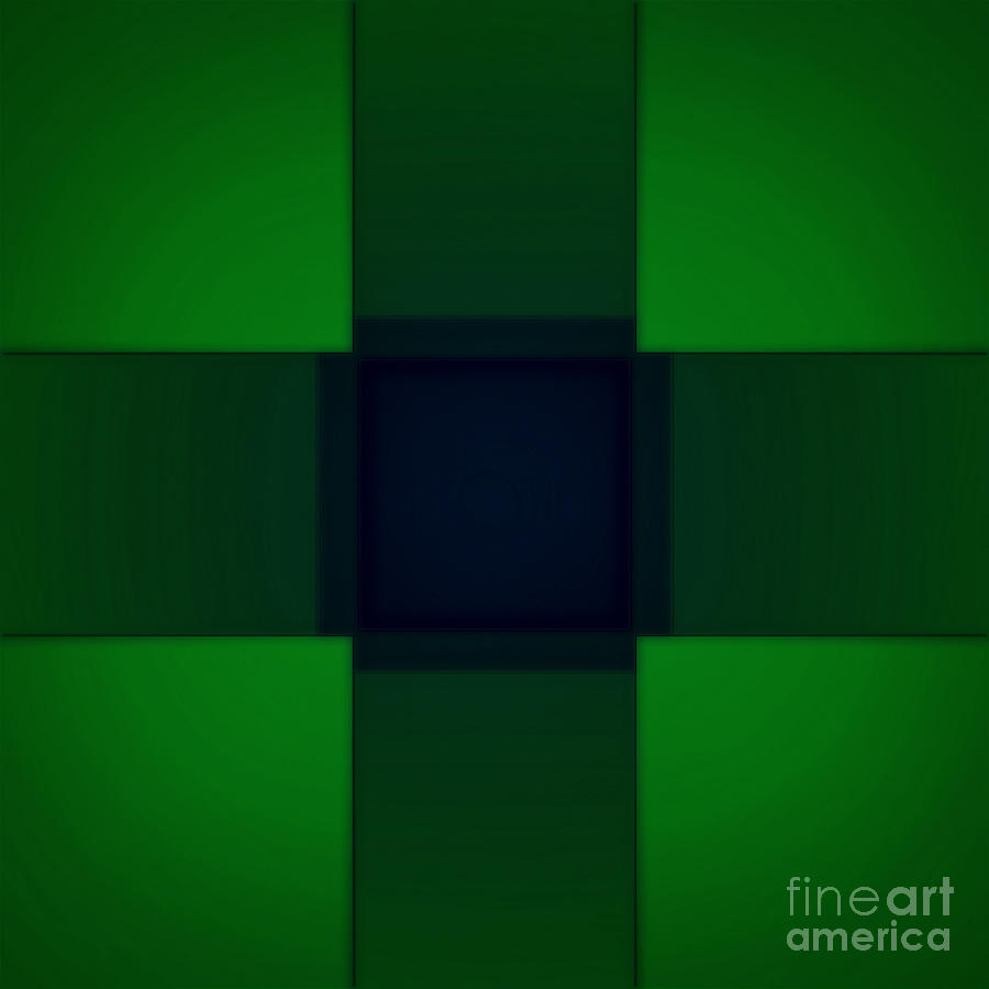 Square-green Mixed Media by Mando Xocco