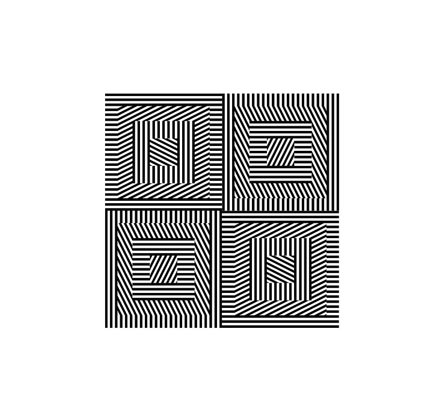 Square grid  6 rotating square stripes Digital Art by Jerry Daniel