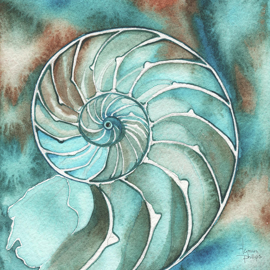 Square Nautilus Painting by Tamara Phillips