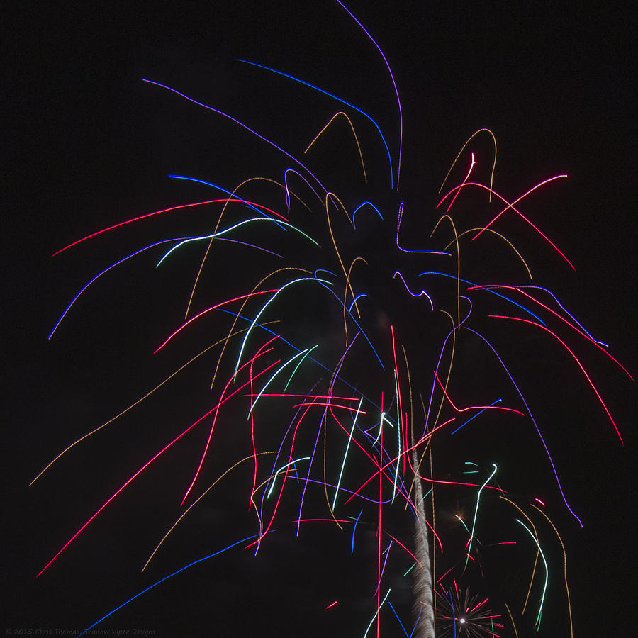 Square Neon Fireworks Display Photograph