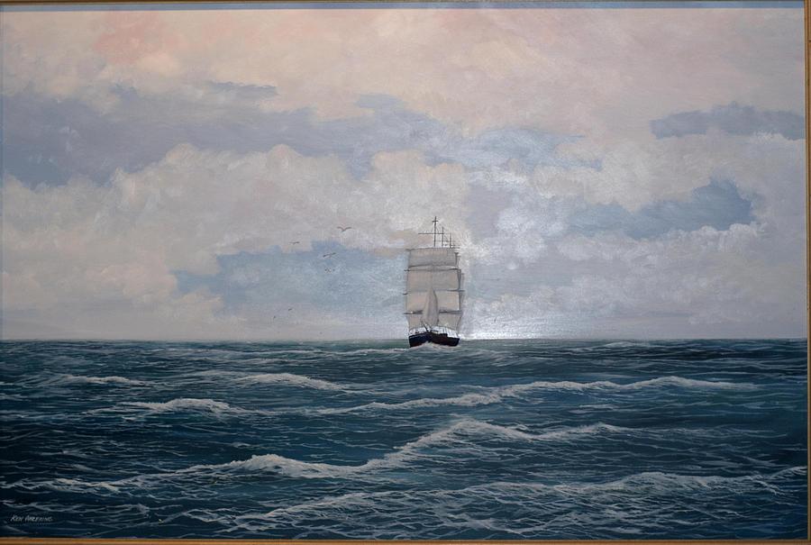 Square Rigger Painting by Ken Ahlering