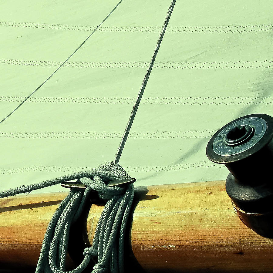  Square Sailboat Rigging In Mint  Photograph by Tony Grider