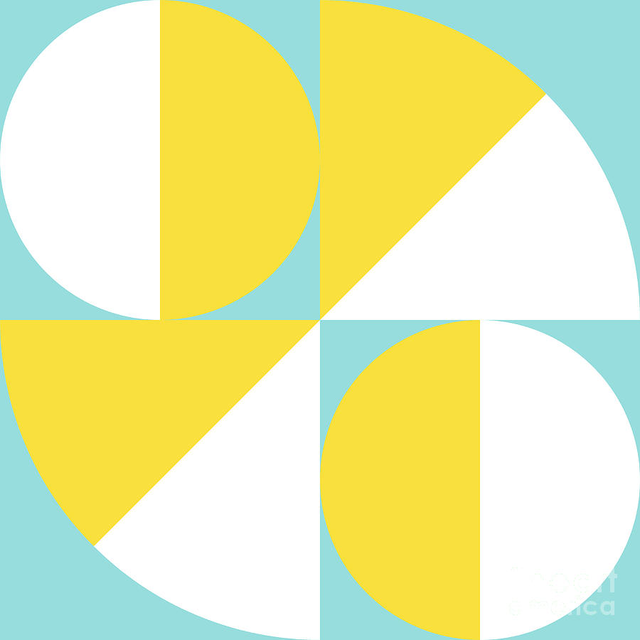 Squared Circle Quadrants - Buttercup - Limpet Shell - White Digital Art by Jason Freedman