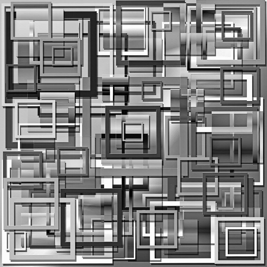 Squares - Black and White Abstract Digital Art by Steve Ohlsen - Pixels