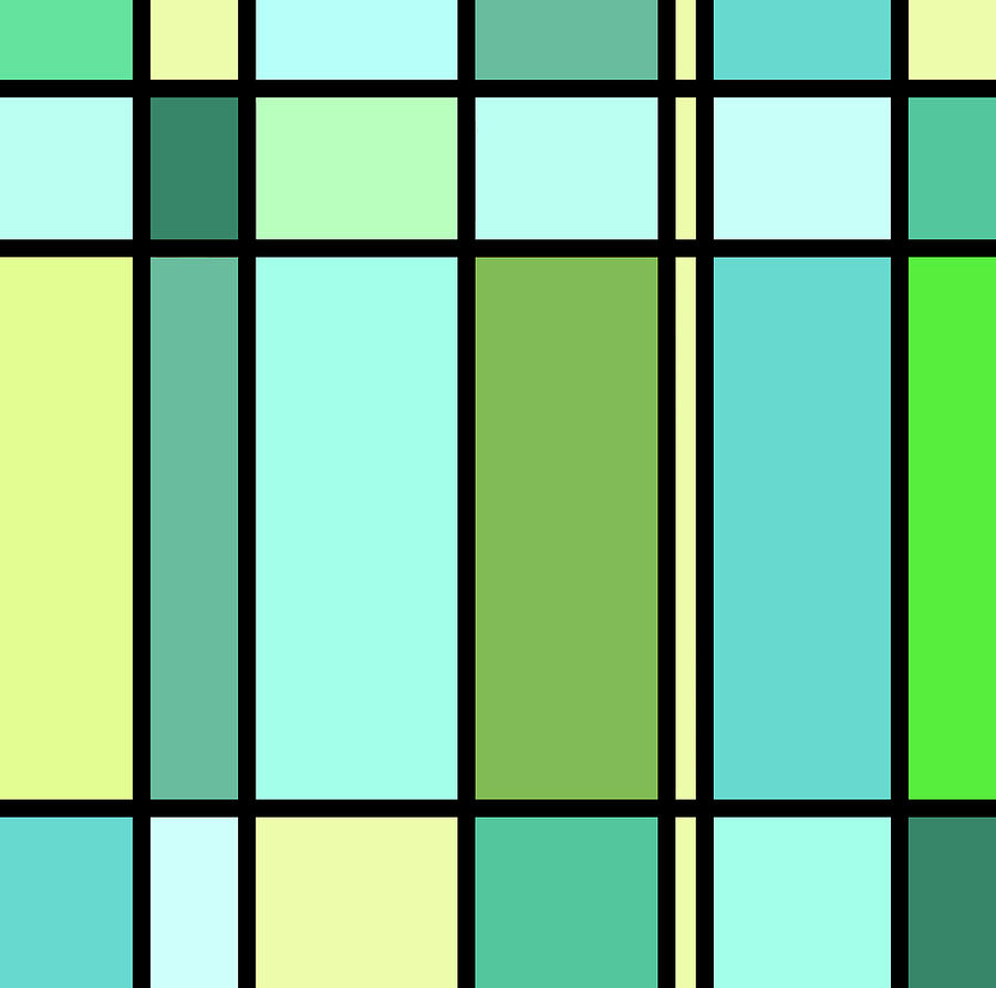 Squares Blue Green Yellow Digital Art by Mary Bedy