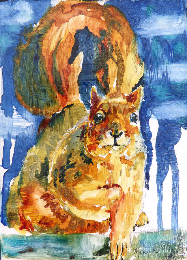 Squirrel Painting - Squeak by P Maure Bausch