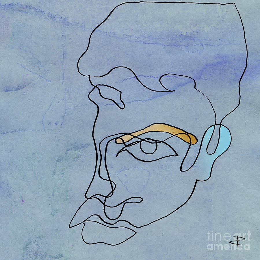 Squigglehead with ochre eyebrow and cold ear Painting by Paul Davenport