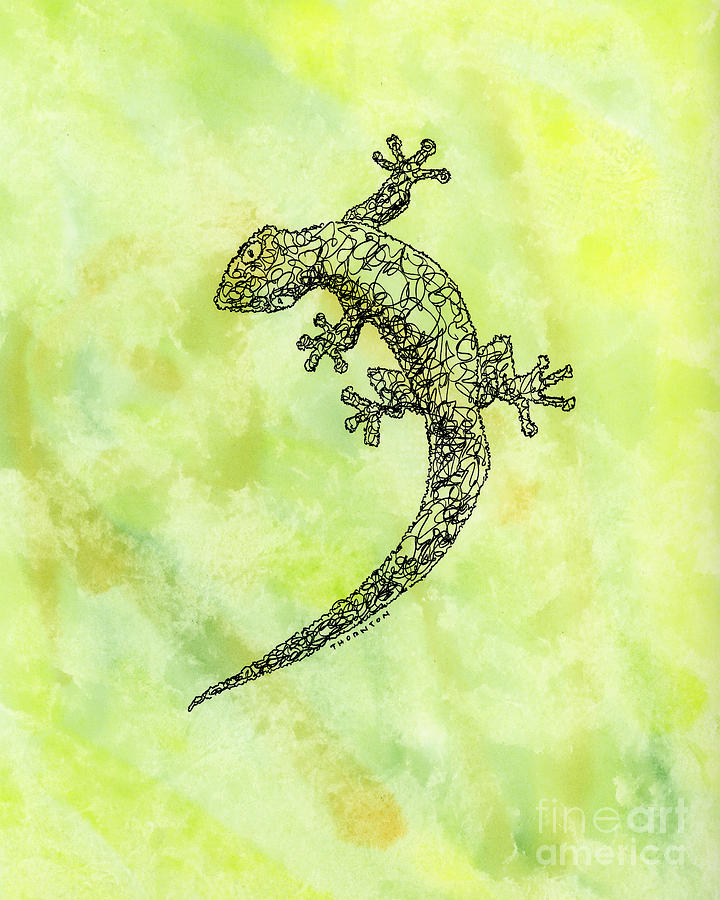 Squiggle Gecko Painting by Diane Thornton