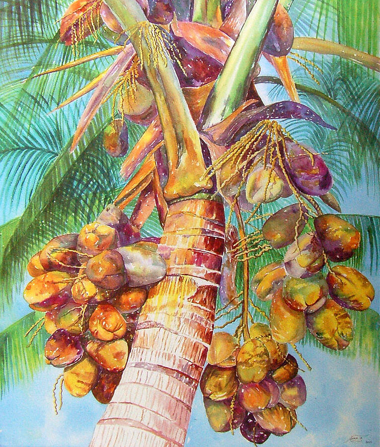 Coconut Painting - Squires Coconuts by AnnaJo Vahle