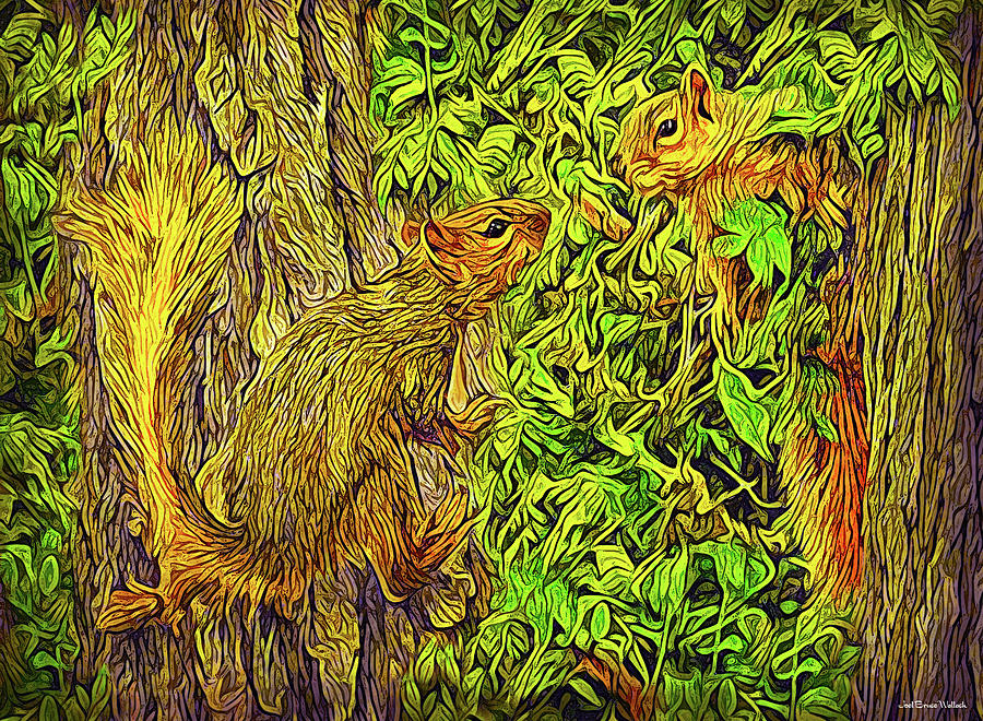 Squirrel Chat Digital Art by Joel Bruce Wallach