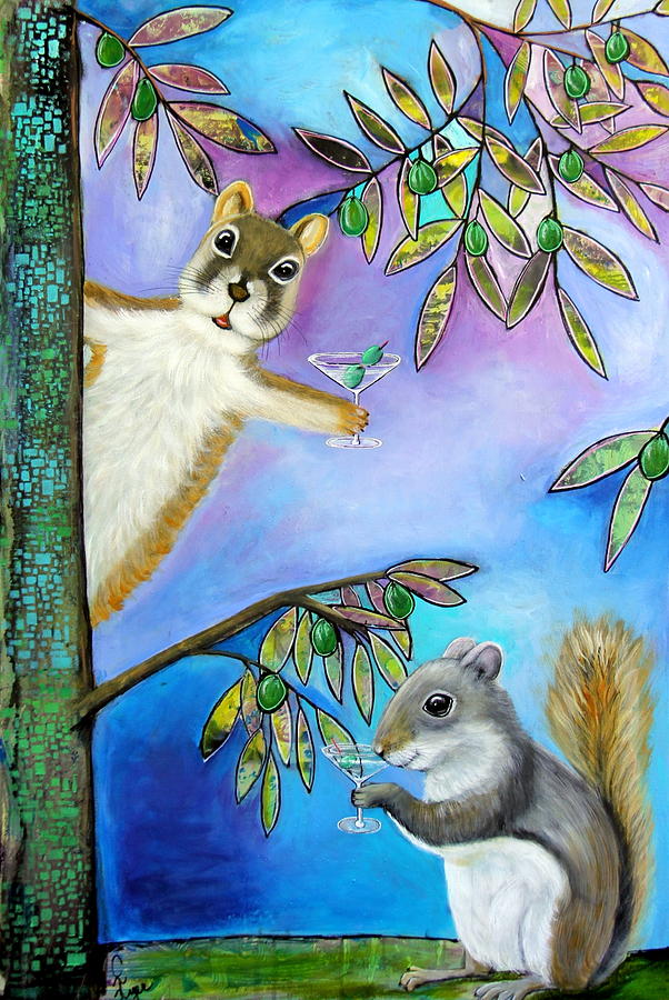 Squirrel Happy Hour 1 Painting by Carol Iyer - Fine Art America