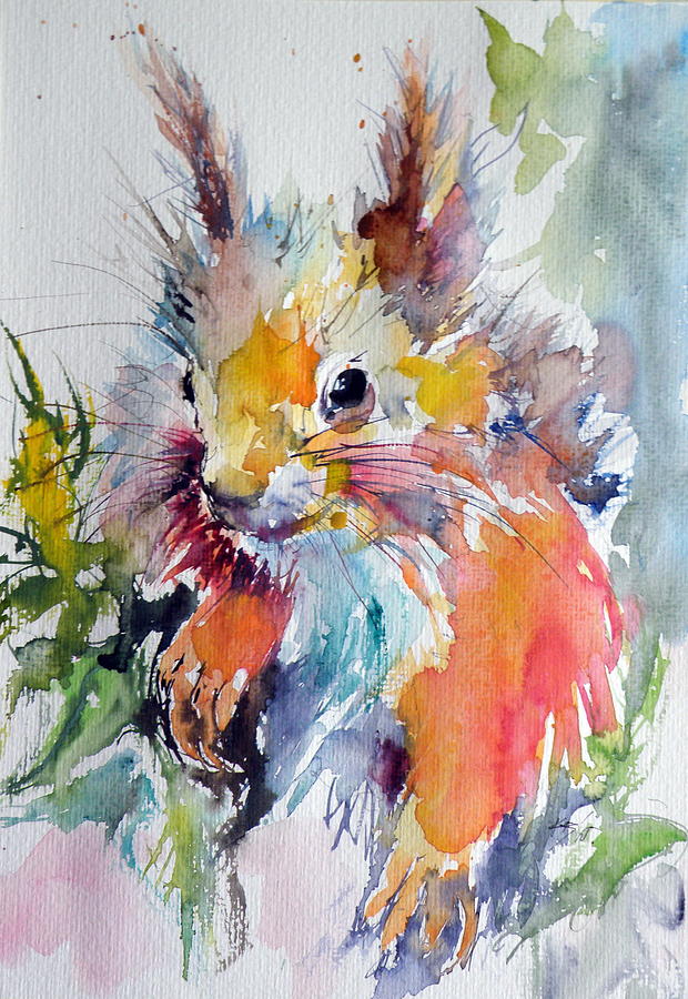 Squirrel Painting by Kovacs Anna Brigitta