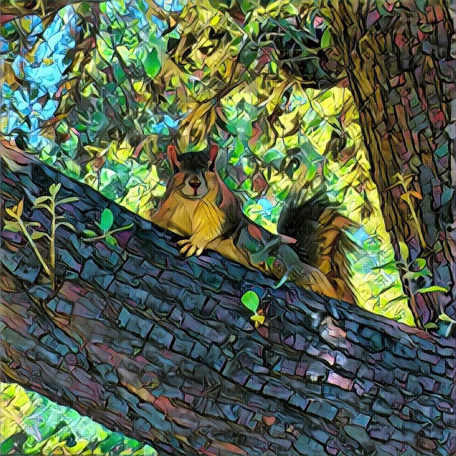 Squirrel In A Tree Digital Art