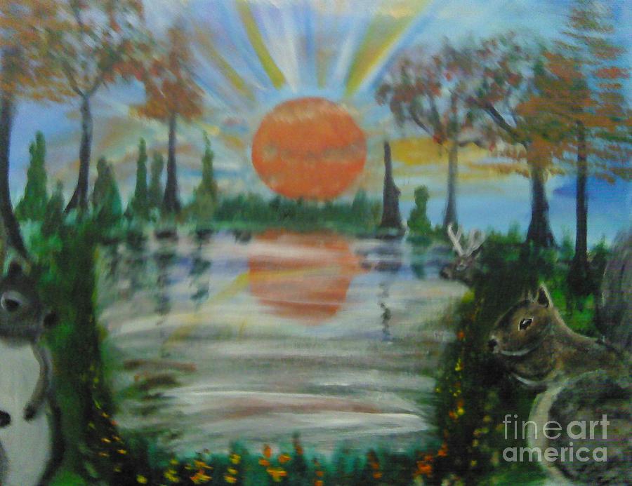 Squirrel Pond At Sunset Painting by Seaux-N-Seau Soileau