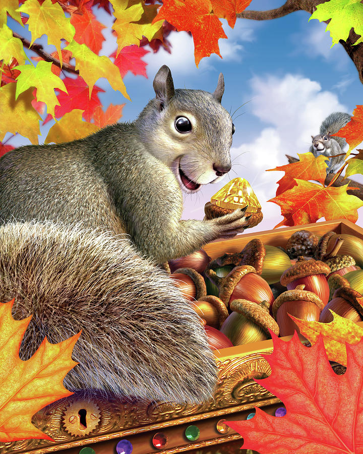 Squirrel Digital Art - Squirrel Treasure by Jerry LoFaro