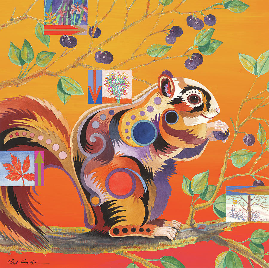 Abstract Realism Painting - Squirrelling Away by Bob Coonts