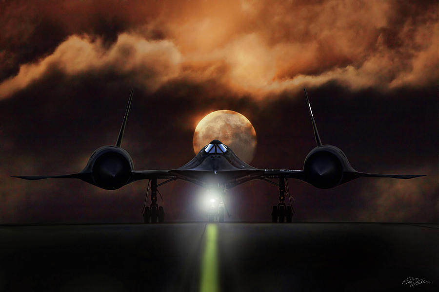 SR-71 Supermoon Digital Art by Peter Chilelli