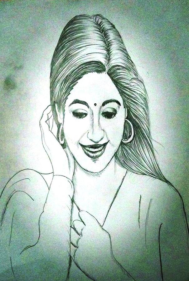 Sridevi Fan Art Sridevi sketch inspired by her look in Judaai