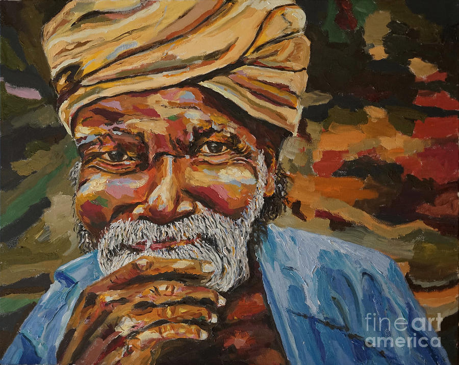 Sri Lanka Village Elder Painting by Michael Cinnamond