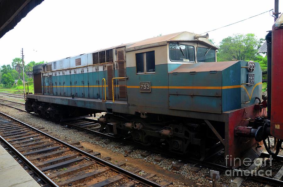 Sri Lankan Railways diesel electric locomotive train engine parked at station Photograph by Imran Ahmed