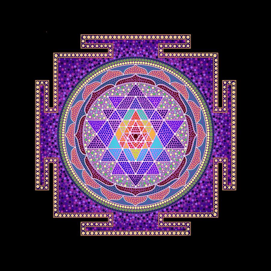 Sri Yantra Sacred Geometry Digital Art by Kunam Protektor