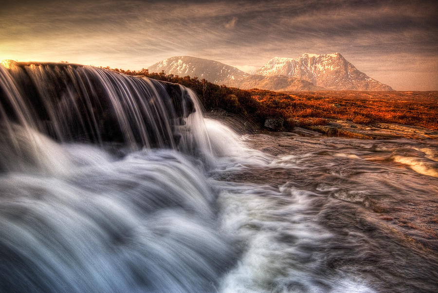 Waterfall Photograph - Sron na Creise from Rannoch Moor by David Mould