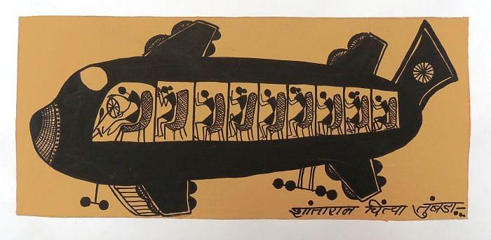Aeroplane Painting - Srt 147 by Shantaram Chintya Tumbada