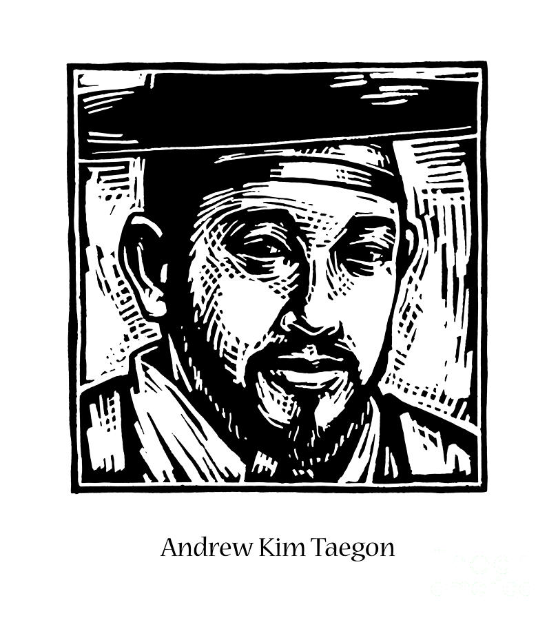St. Andrew Kim Taegon - JLAKT Painting by Julie Lonneman