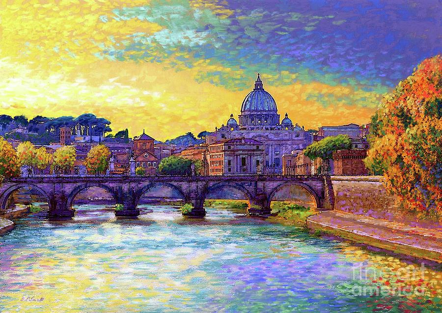 Italy Painting - St Angelo Bridge Ponte St Angelo Rome by Jane Small Italy Painting - St Angelo Bridge Ponte St Angelo Rome by Jane Small