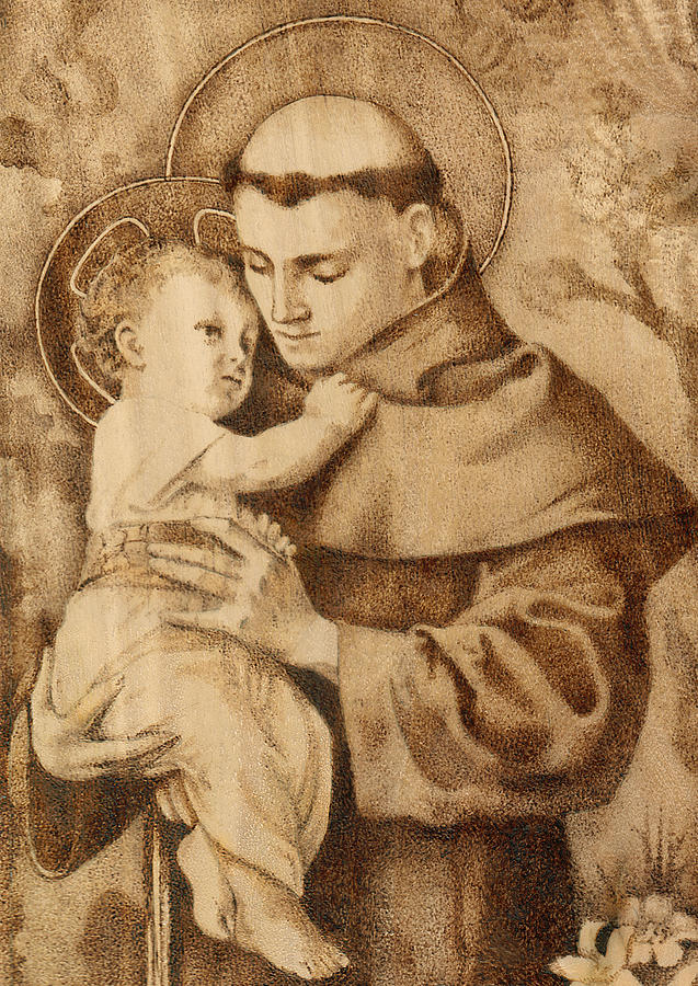 St. Anthony Of Padua Pyrography - St. Anthony by Conrad Pinto