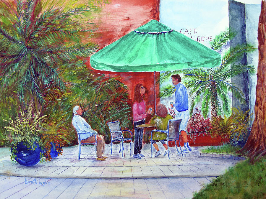 St. Armands Circle Cafe Scene Painting by Loretta Luglio