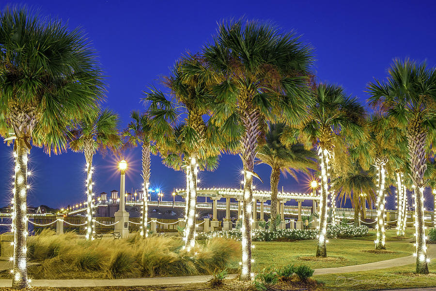 St. Augustine bayfront park during Nights of Lights Photograph by Stacey Sather