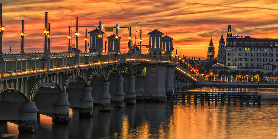 St Augustine Bridge of Lions Sunset DSC00565_16 Photograph by Greg Kluempers