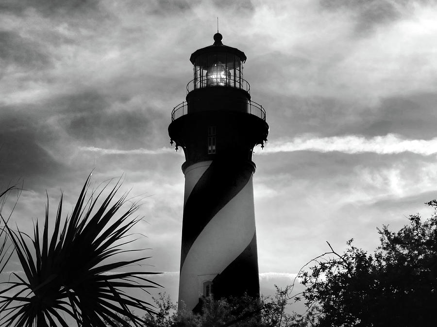 St. Augustine Light B W Photograph by David T Wilkinson