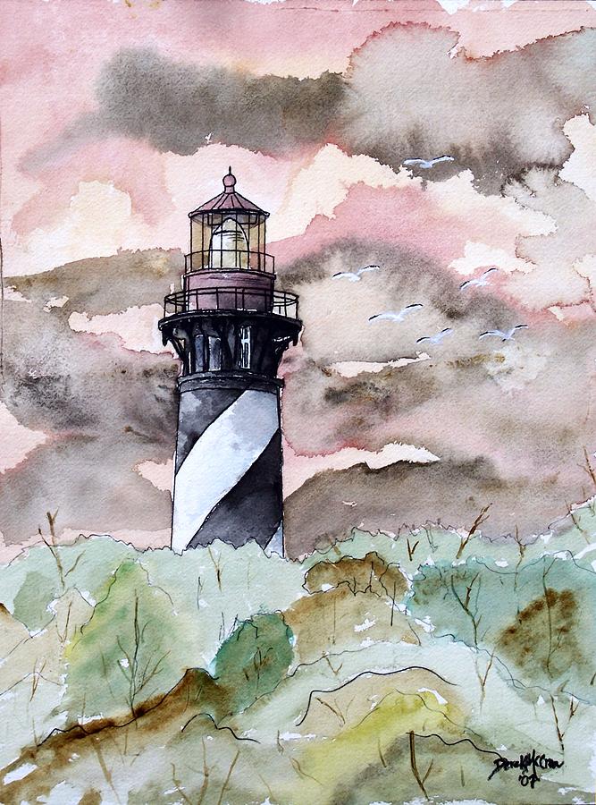 Lighthouse Painting - St Augustine Lighthouse by Derek Mccrea Lighthouse Painting - St Augustine Lighthouse by Derek Mccrea
