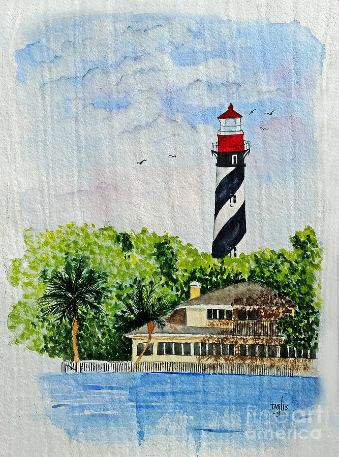 St Augustine Lighthouse  Painting by Terri Mills
