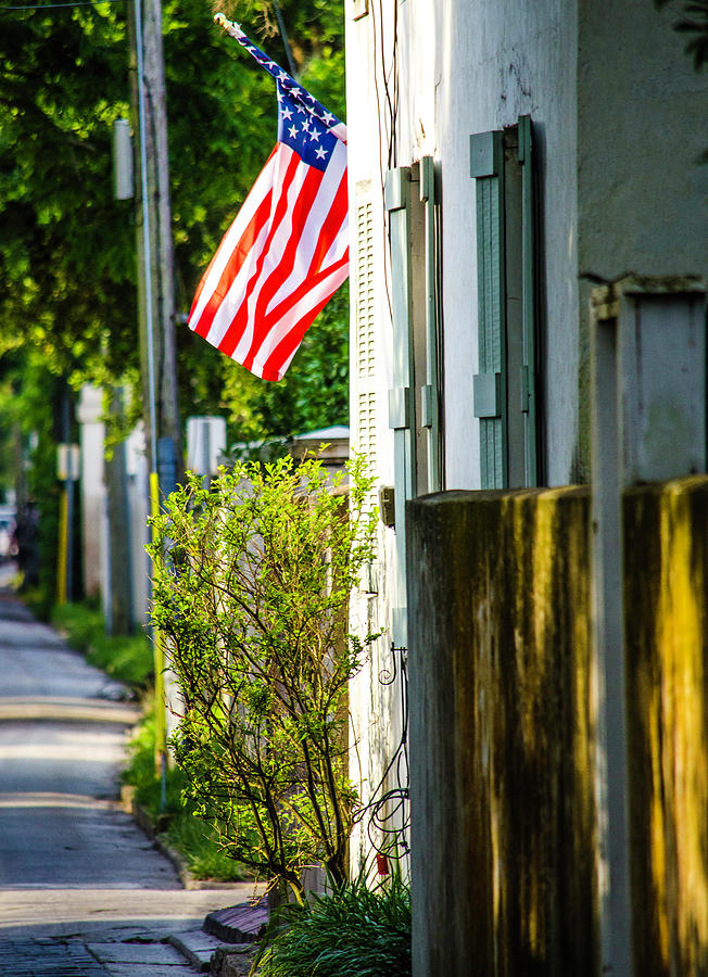 St Augustine - Patriotism - Side Street Photography Photograph by Mary Hahn Ward