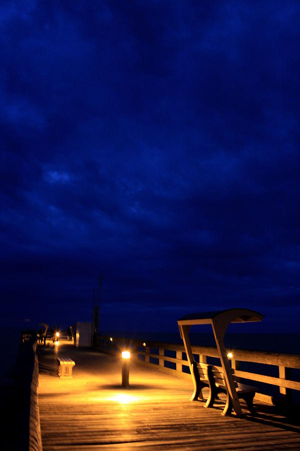 St Augustine Pier At Night Photograph by M E