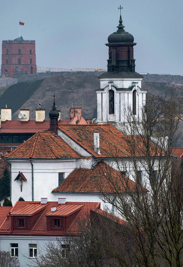 St Bartholomew and Vilnius Castle Photograph by Steven Richman