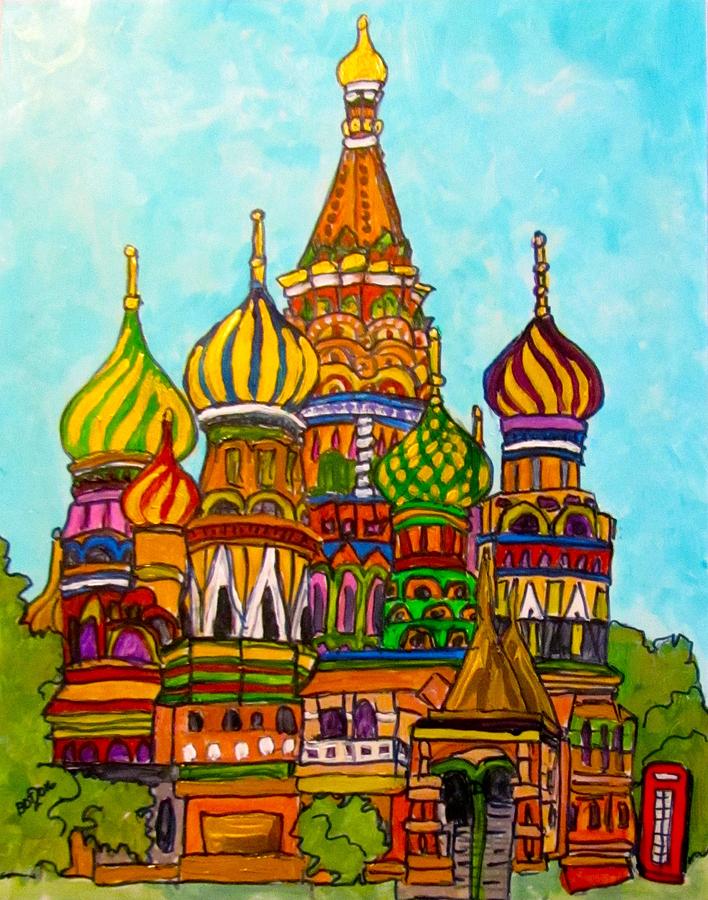 St Basils Moscow...Wait Whats That Painting by Barbara OToole