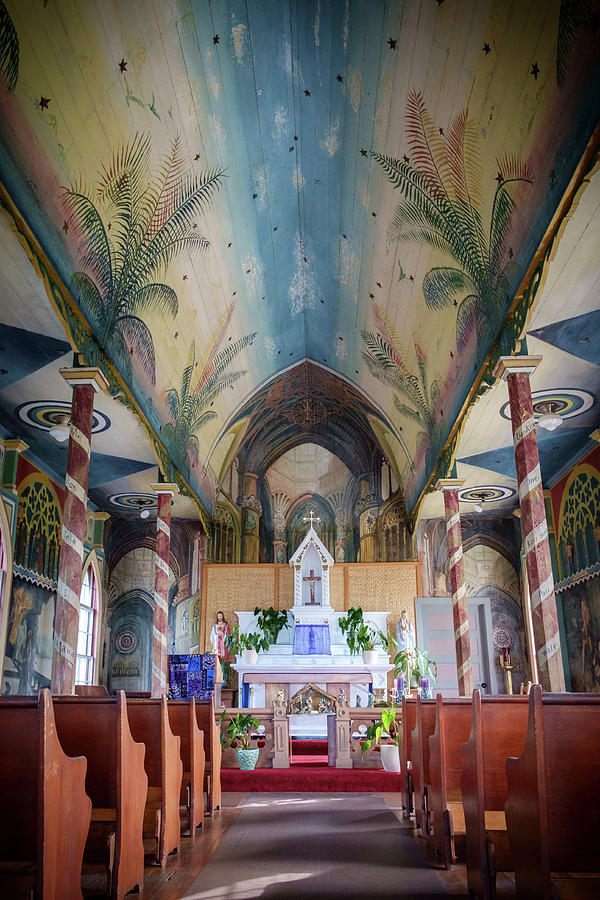 St. Benedicts Painted Church in Hawaii - Vertical Photograph by Mary Lee Dereske