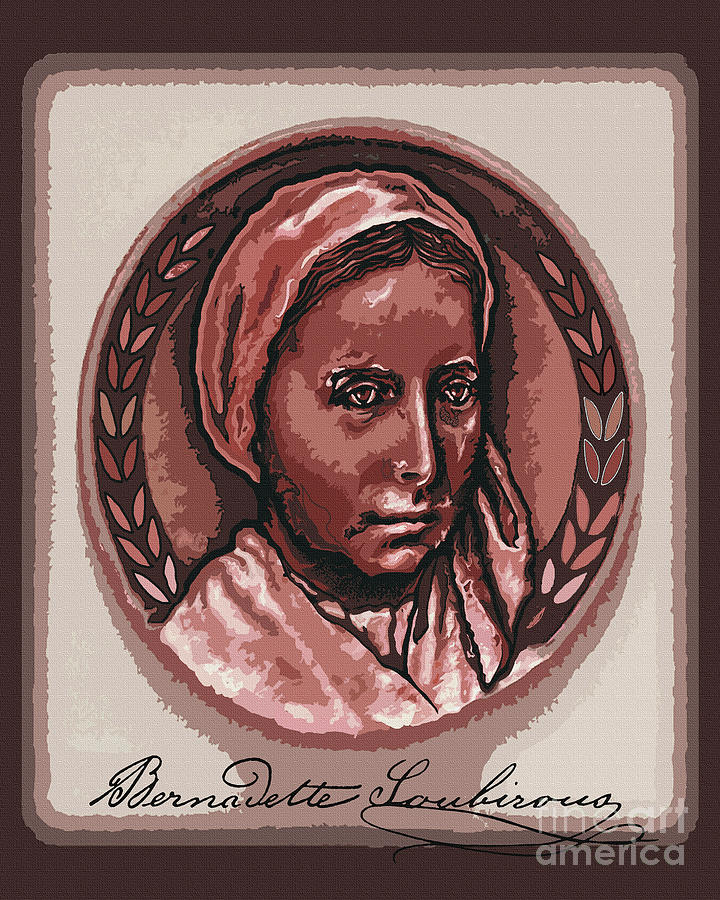 St. Bernadette of Lourdes - Portrait with Signature - DPBPS Painting by Dan Paulos
