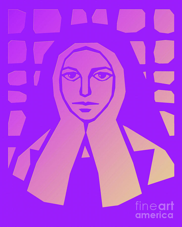 St. Bernadette of Lourdes - Purple Glass - DPBPG Painting by Dan Paulos