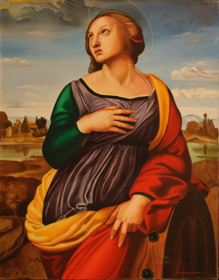 Portrait Painting - St Catherine of Alexandria-After Raphael by Rosencruz  Sumera