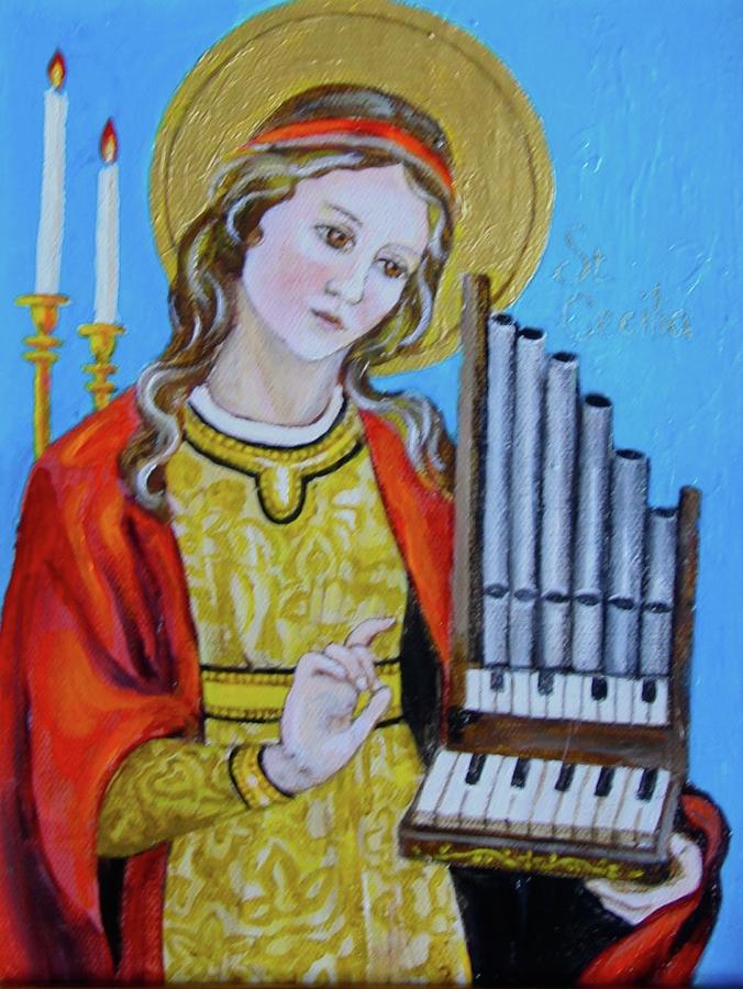 Candle Painting - St. Cecelia, Patron Saint of Music by Jan Mecklenburg