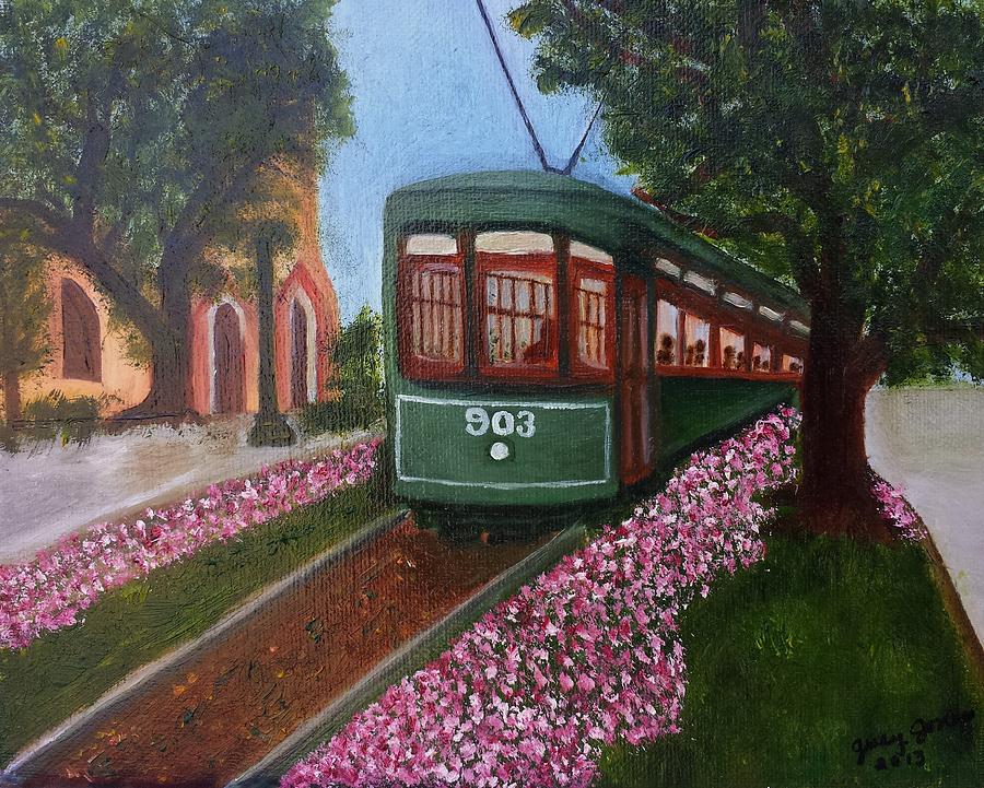 Flower Painting - St. Charles Streetcar Line by Judy Jones